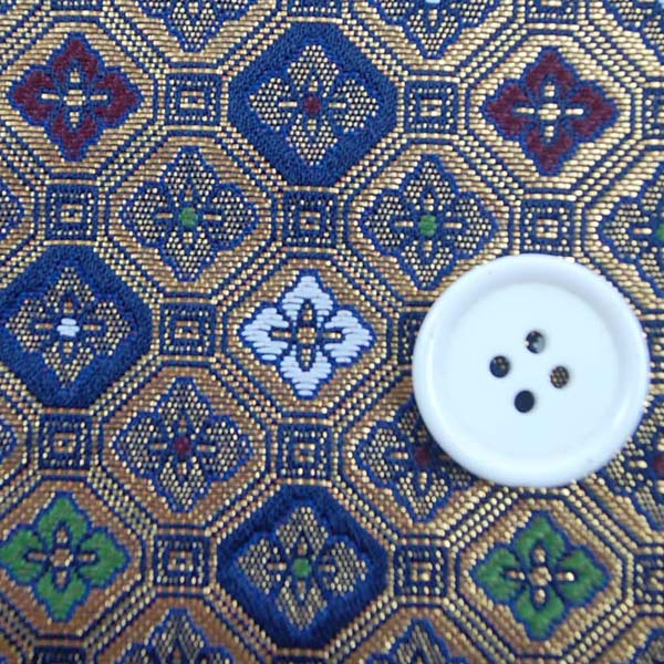 金襴　三丁サビ　蜀江文（花菱）　金色×紺　0651-34