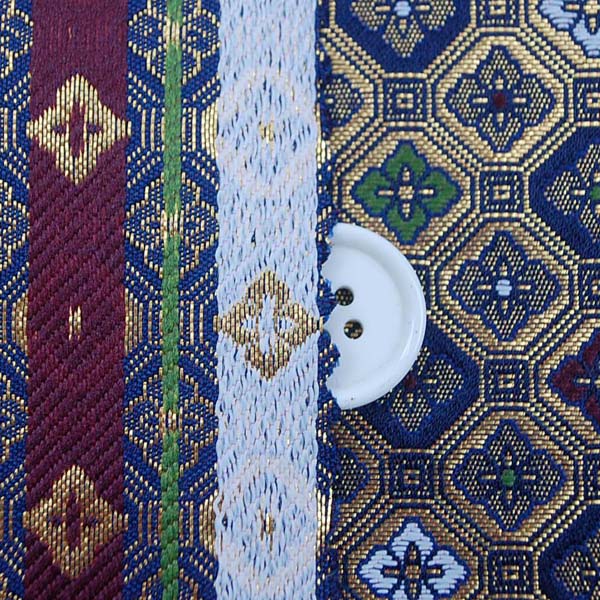 金襴　三丁サビ　蜀江文（花菱）　金色×紺　0651-34