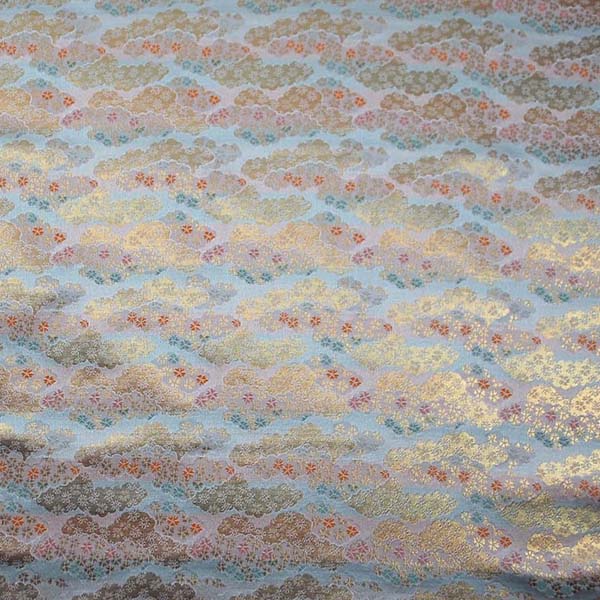 金襴　寿三丁　雲取・花霞柄（桜）　白・金色　0651-37