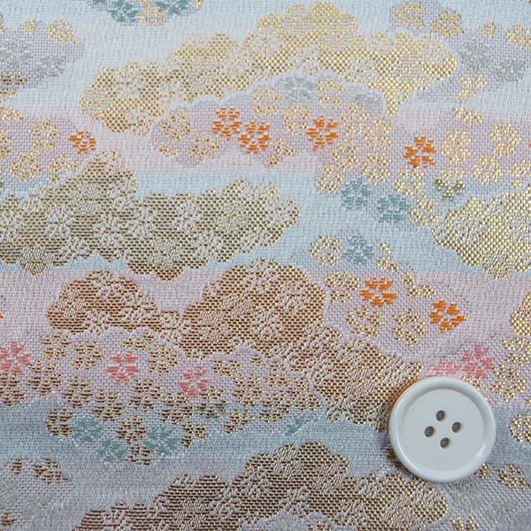 金襴　寿三丁　雲取・花霞柄（桜）　白・金色　0651-37