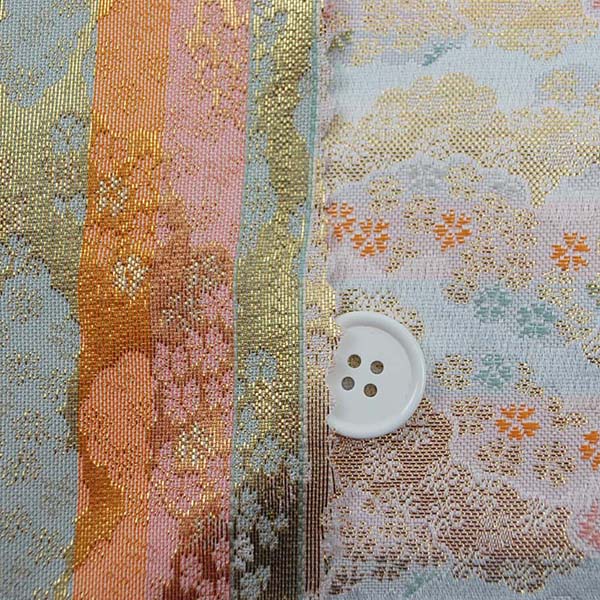 金襴　寿三丁　雲取・花霞柄（桜）　白・金色　0651-37