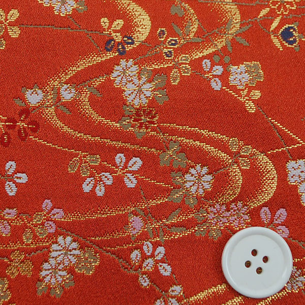 金襴　三丁サビ　花と流水　　樺色　0651-47