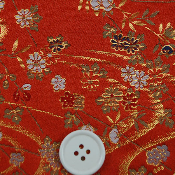 金襴　三丁サビ　花と流水　　樺色　0651-47