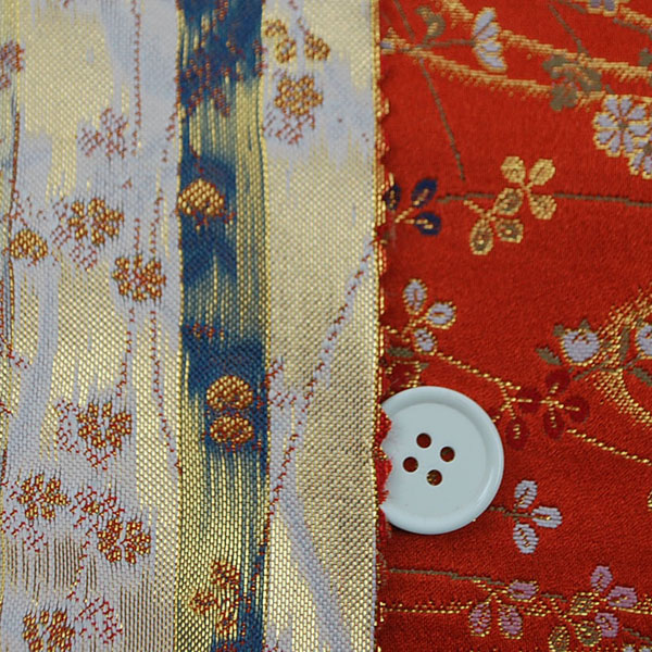 金襴　三丁サビ　花と流水　　樺色　0651-47