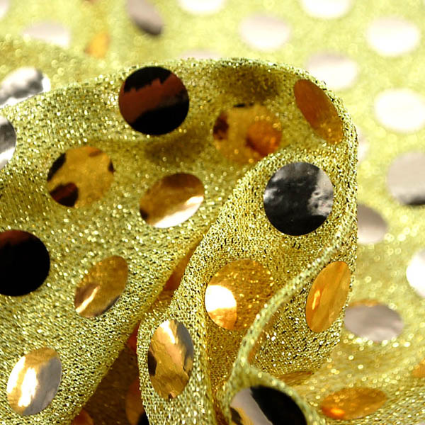 大玉スパンコール　１５ｍｍ　黄色地×金