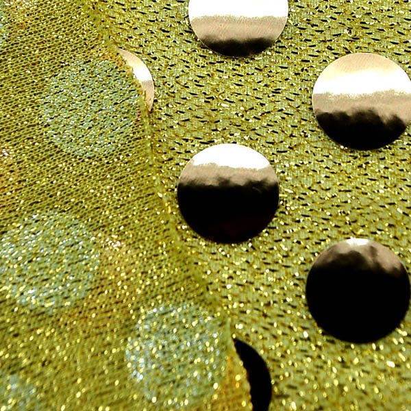 大玉スパンコール　１５ｍｍ　黄色地×金