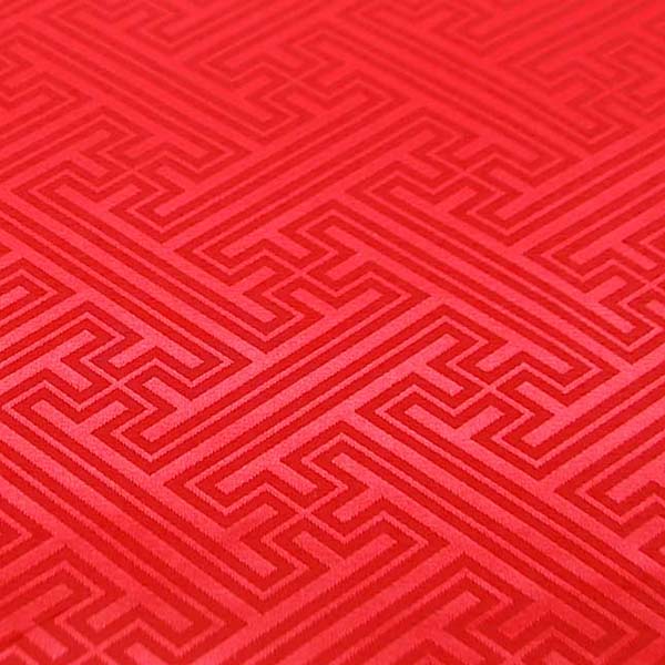 よさこいや舞台衣装に最適な　光沢感のある素材　ポリエステルジャガード　紗綾形　赤