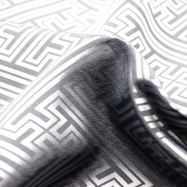 よさこいや舞台衣装に最適な　光沢感のある素材　ポリエステルジャガード　紗綾形　銀ねずみ