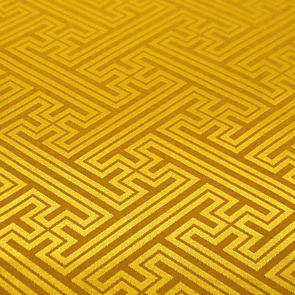 よさこいや舞台衣装に最適な　光沢感のある素材　ポリエステルジャガード　紗綾形　黄色