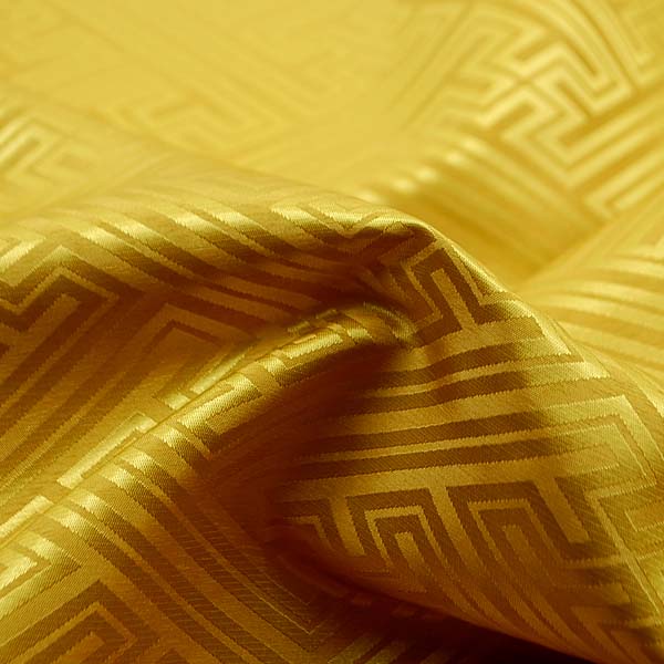 よさこいや舞台衣装に最適な　光沢感のある素材　ポリエステルジャガード　紗綾形　黄色