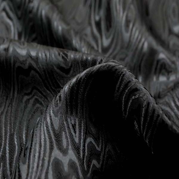 よさこいや舞台衣装に最適な　光沢感のある素材　ポリエステルジャガード　モアレ　黒