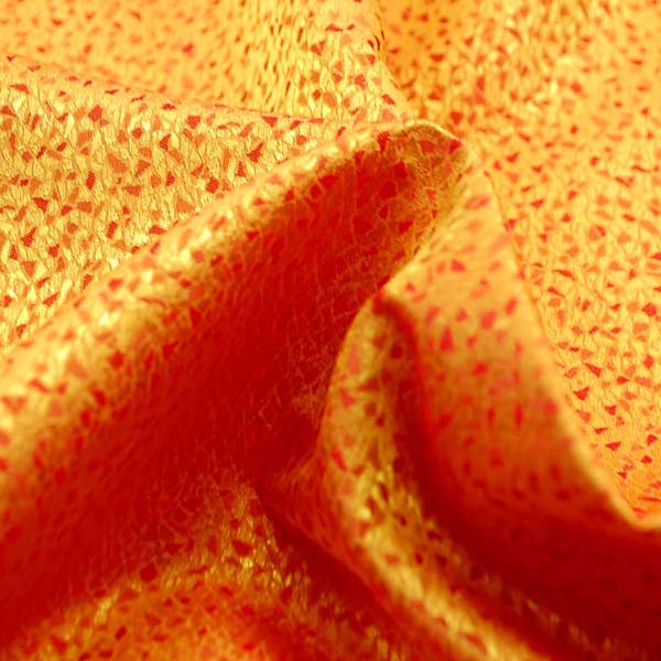 よさこいや舞台衣装に最適な　光沢感のある素材　ポリエステルジャガード　モザイク　オレンジ