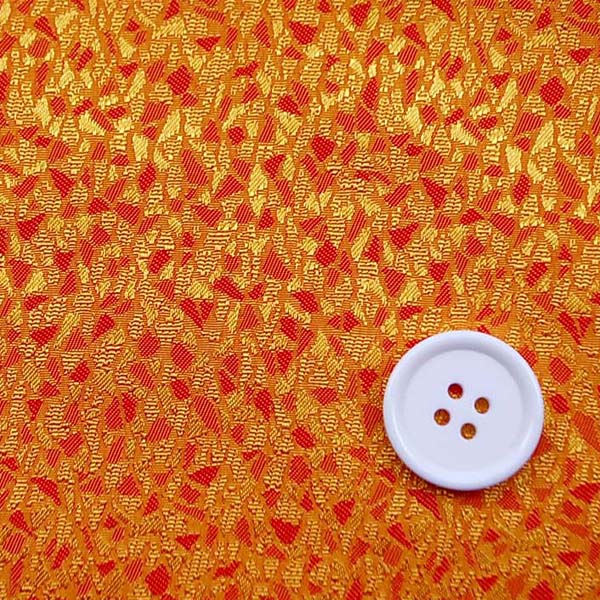 よさこいや舞台衣装に最適な　光沢感のある素材　ポリエステルジャガード　モザイク　オレンジ