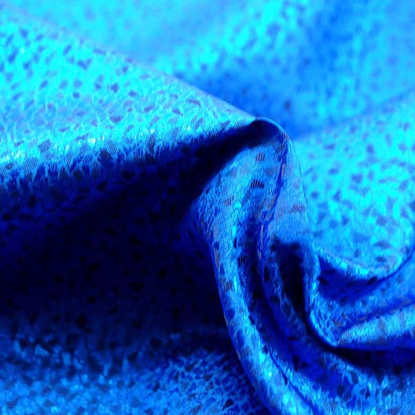 よさこいや舞台衣装に最適な　光沢感のある素材　ポリエステルジャガード　モザイク　青（ロイヤルブルー）