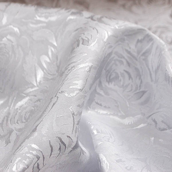 シャンブレーシャンタン　ローズジャガード　白×シルバー