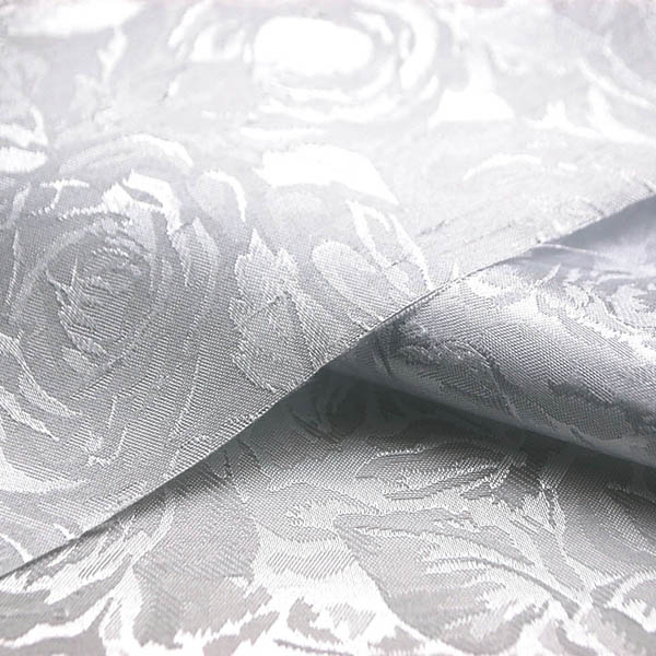 シャンブレーシャンタン　ローズジャガード　白×シルバー