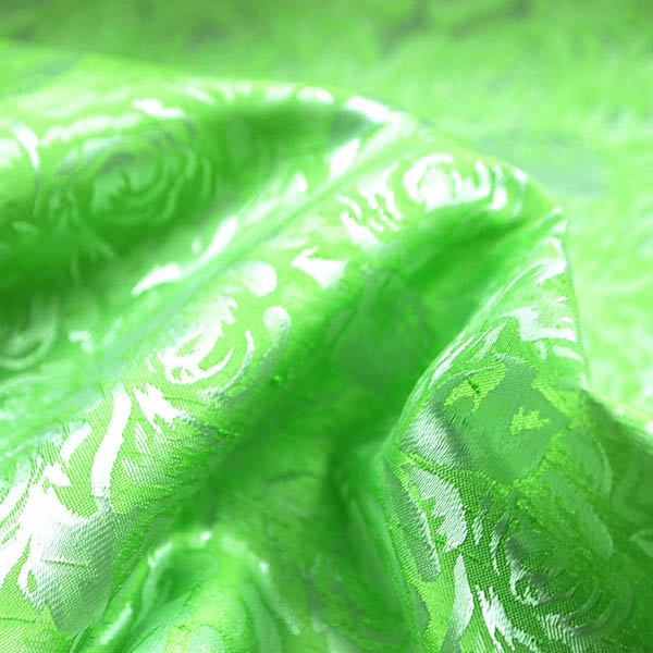 シャンブレーシャンタン　ローズジャガード　若草×シルバー