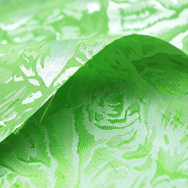 シャンブレーシャンタン　ローズジャガード　若草×シルバー