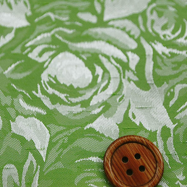 シャンブレーシャンタン　ローズジャガード　若草×シルバー