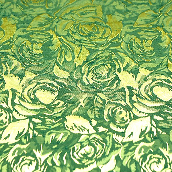 シャンブレーシャンタン　ローズジャガード　抹茶×ゴールド