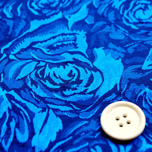 シャンブレーシャンタン　ローズジャガード　ロイヤルブルー×青