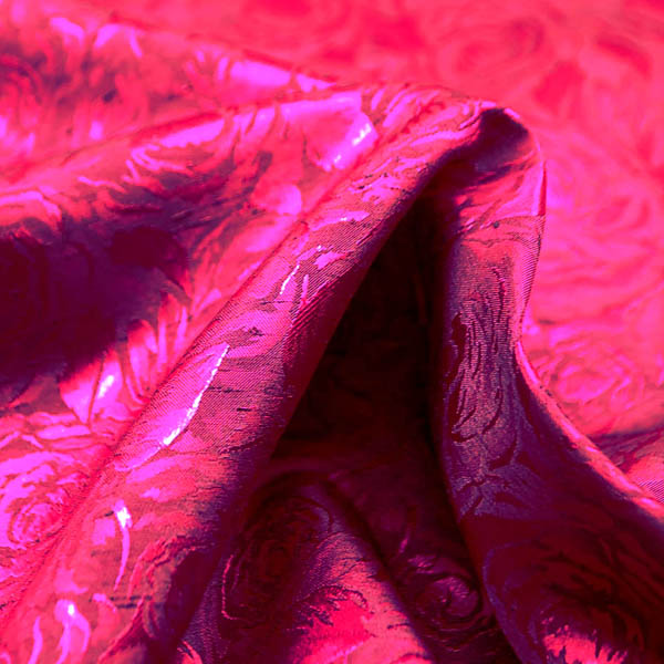 シャンブレーシャンタン　ローズジャガード　ダークチェリー×赤紫