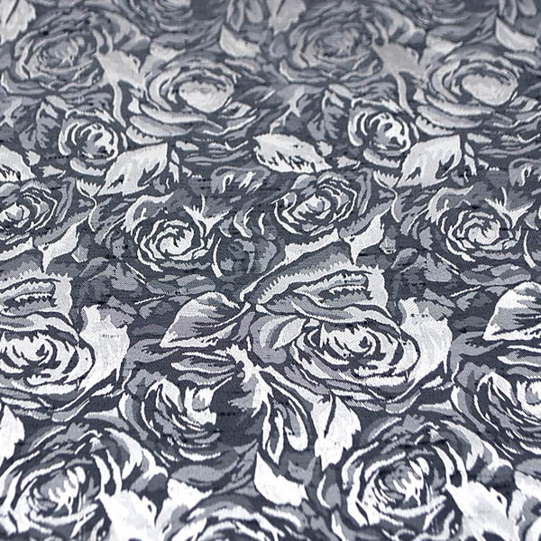 シャンブレーシャンタン　ローズジャガード　濃グレー×シルバー