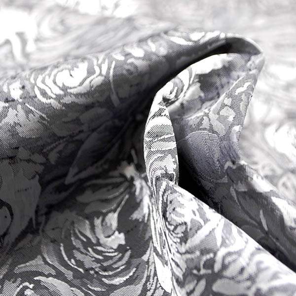 シャンブレーシャンタン　ローズジャガード　濃グレー×シルバー