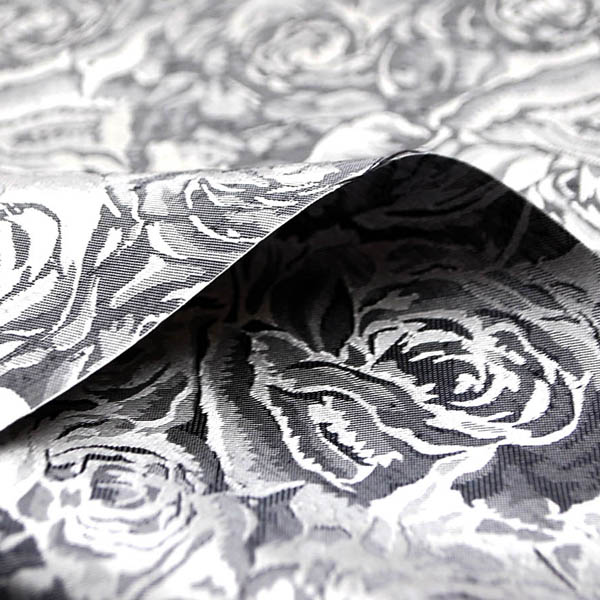 シャンブレーシャンタン　ローズジャガード　濃グレー×シルバー