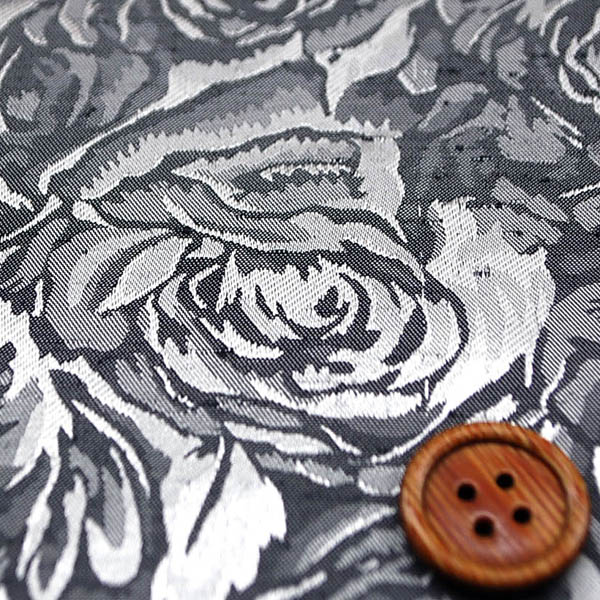 シャンブレーシャンタン　ローズジャガード　濃グレー×シルバー