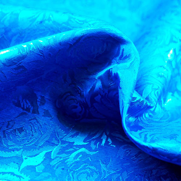 シャンブレーシャンタン　ローズジャガード　ターコイズブルー×サックス