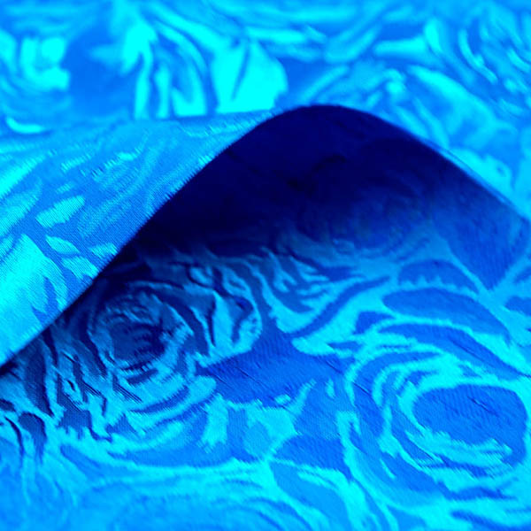 シャンブレーシャンタン　ローズジャガード　ターコイズブルー×サックス