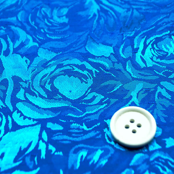 シャンブレーシャンタン　ローズジャガード　ターコイズブルー×サックス