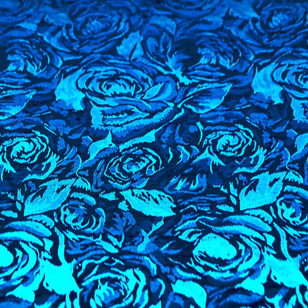 シャンブレーシャンタン　ローズジャガード　ターコイズグリーン×紺