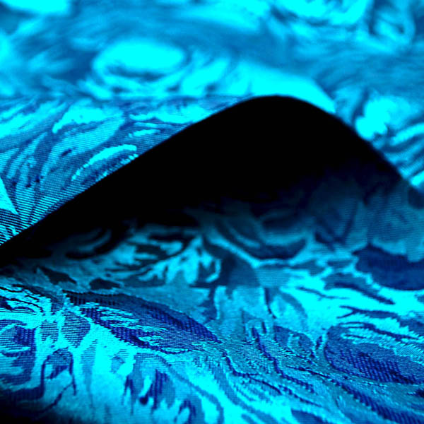 シャンブレーシャンタン　ローズジャガード　ターコイズグリーン×紺