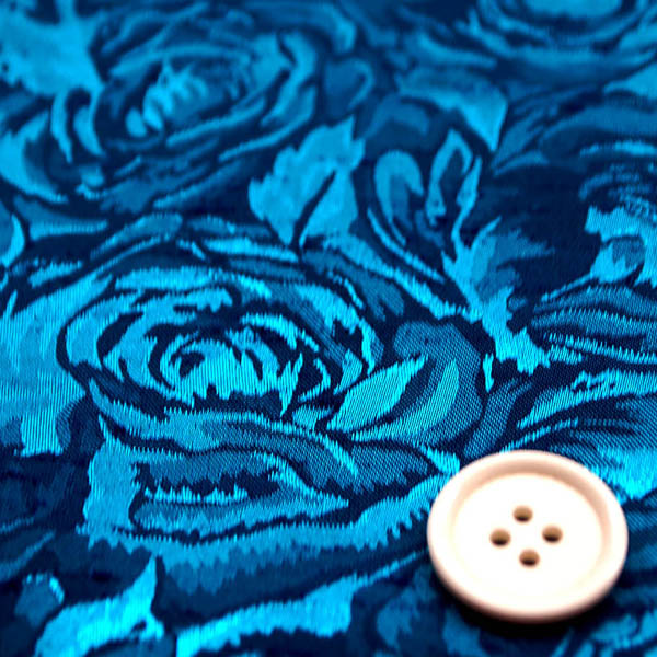 シャンブレーシャンタン　ローズジャガード　ターコイズグリーン×紺