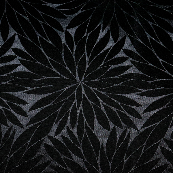 イベントや衣装に最適な光沢感のある素材　ポリエステルジャガード　菊の柄　黒