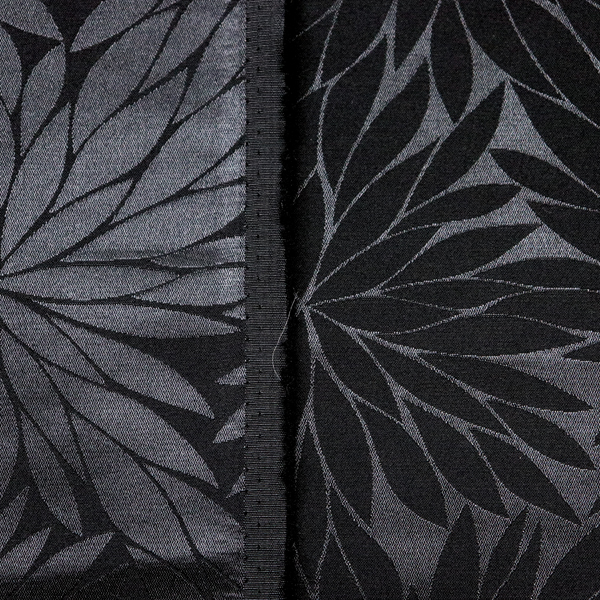 イベントや衣装に最適な光沢感のある素材　ポリエステルジャガード　菊の柄　黒