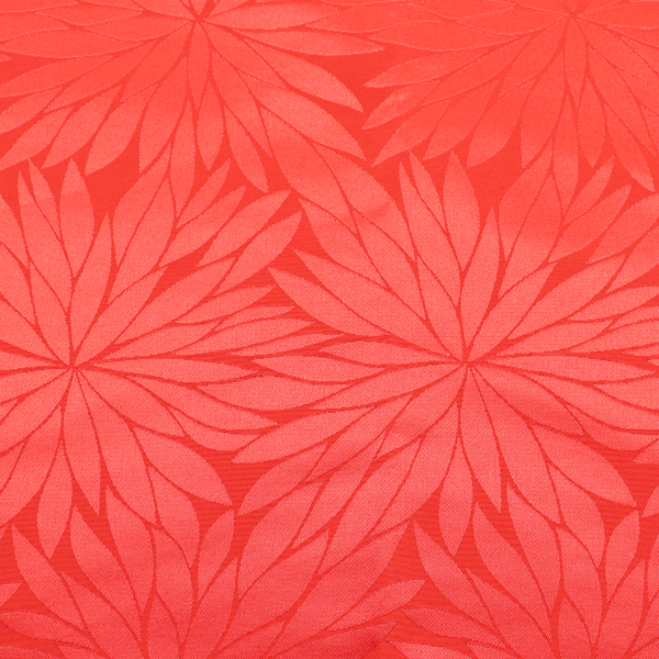 イベントや衣装に最適な光沢感のある素材　ポリエステルジャガード　菊の柄　赤