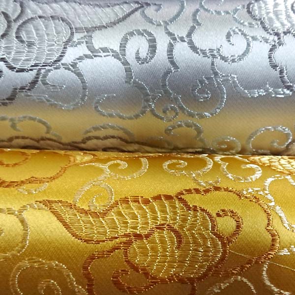 サテンジャガード　雲　金と銀