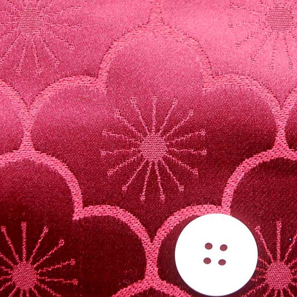 サテンジャガード　梅の柄　エンヂ（赤系）