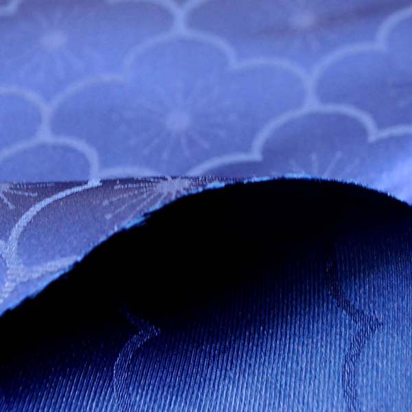 サテンジャガード　梅の柄　ネイビー（濃紺）