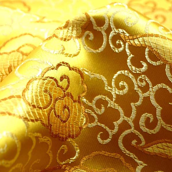 サテンジャガード　雲　ゴールド