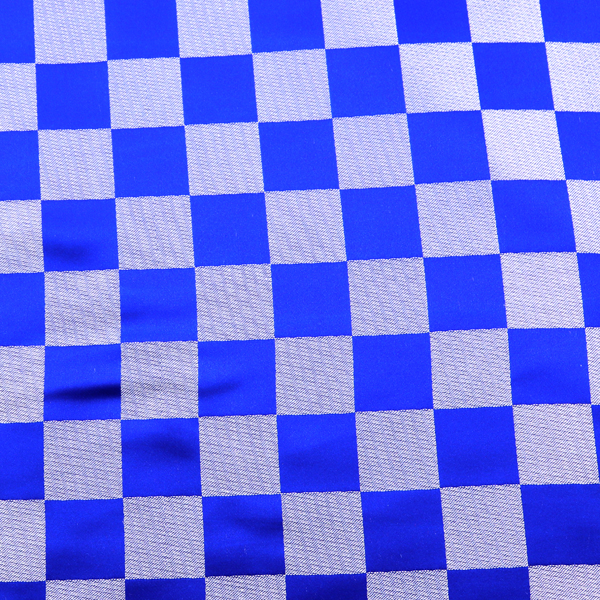 よさこいや舞台衣装に最適な　光沢感のある素材　サテンジャガード　市松格子　青×銀