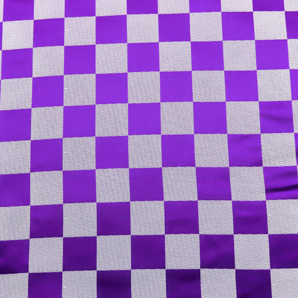 よさこいや舞台衣装に最適な　光沢感のある素材　サテンジャガード　市松格子　赤×銀