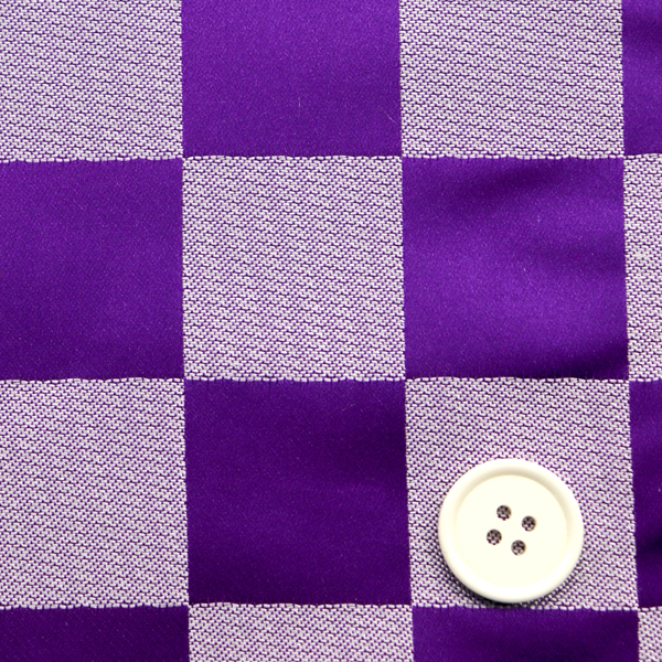 よさこいや舞台衣装に最適な　光沢感のある素材　サテンジャガード　市松格子　紫×銀