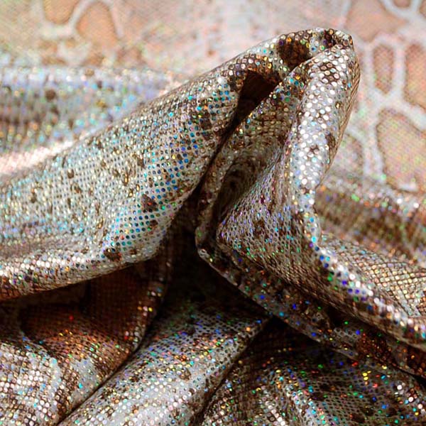 多彩に輝くホログラムのロイヤルスムース　パイソン柄（大蛇）　茶・ベージュ系　＝お取り寄せ商品のため即出荷は不可能となります＝