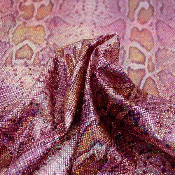 多彩に輝くホログラムのロイヤルスムース　パイソン柄（大蛇）　ピンク系　＝お取り寄せ商品のため即出荷は不可能となります＝