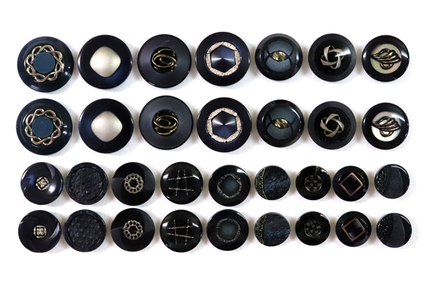 ヴィンテージ　ジルコニア入　アンティークボタン　ネイビー系２８