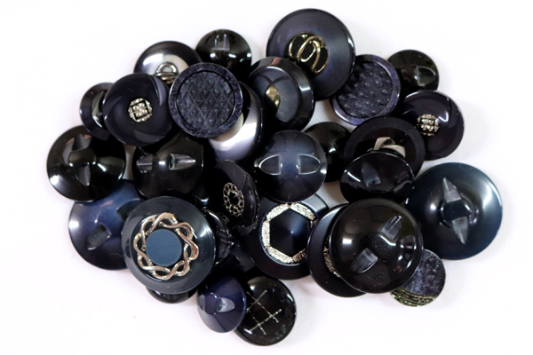 ヴィンテージ　ジルコニア入　アンティークボタン　ネイビー系２８